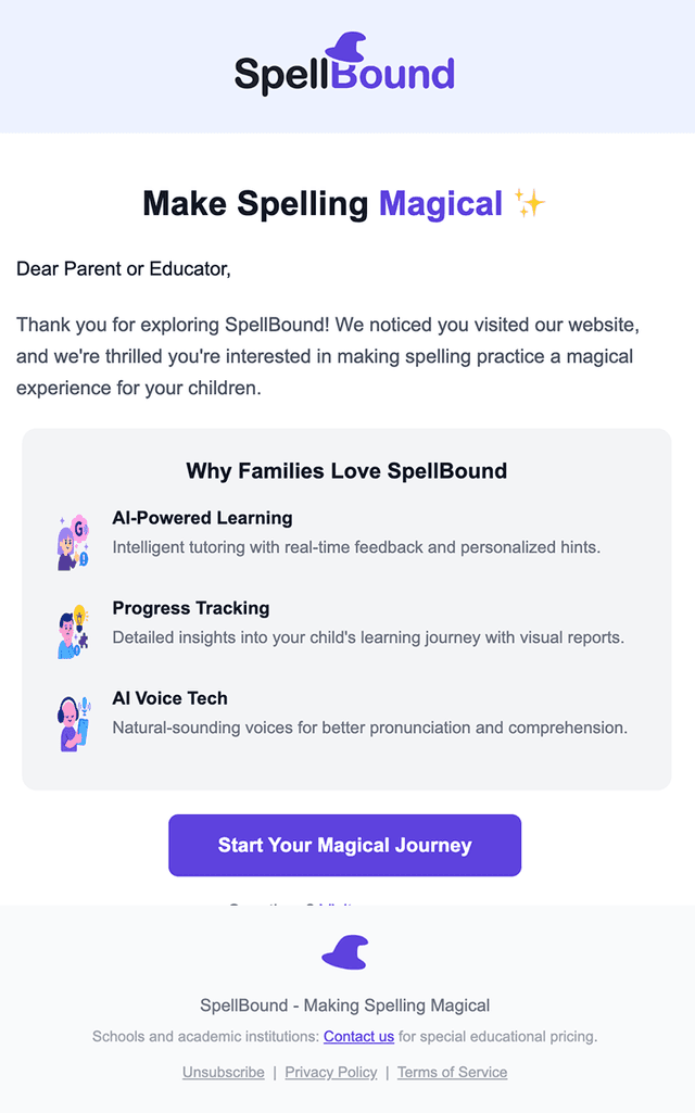Spellbound Email Template Preview